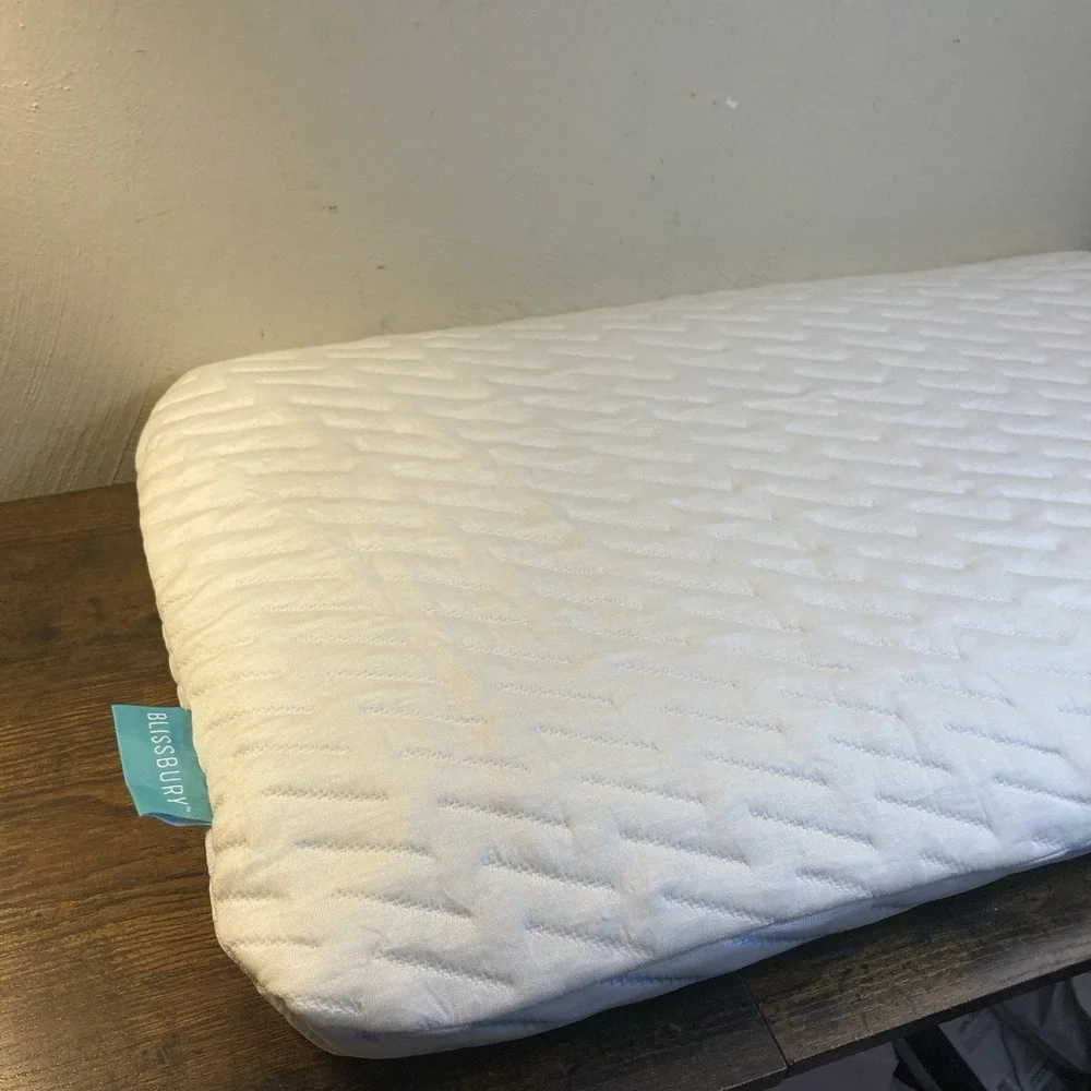 Blissbury Stomach Sleeper Pillow Thin Flat Memory Foam w/‎ Travel Bag
